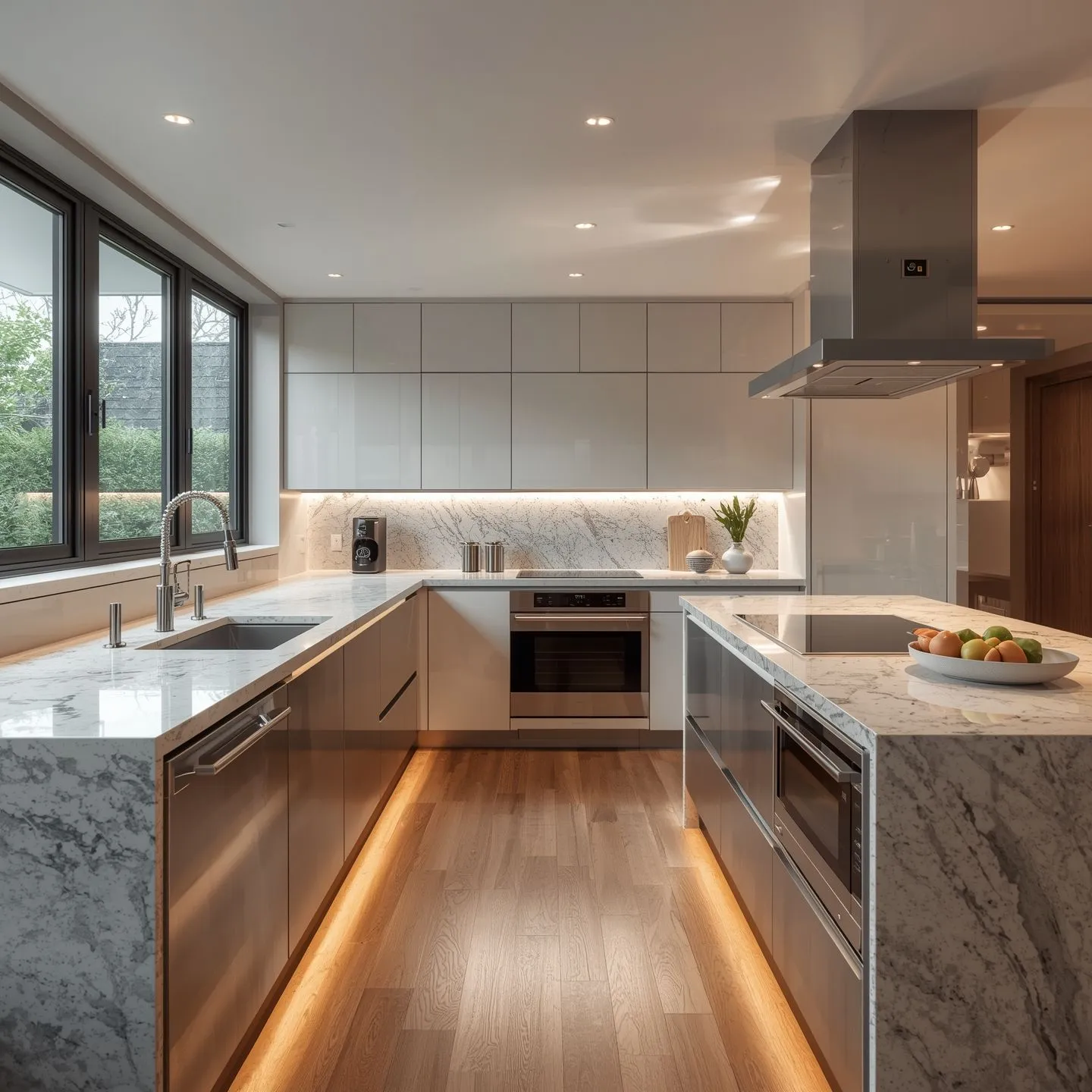Sleek minimalist kitchen with integrated appliances