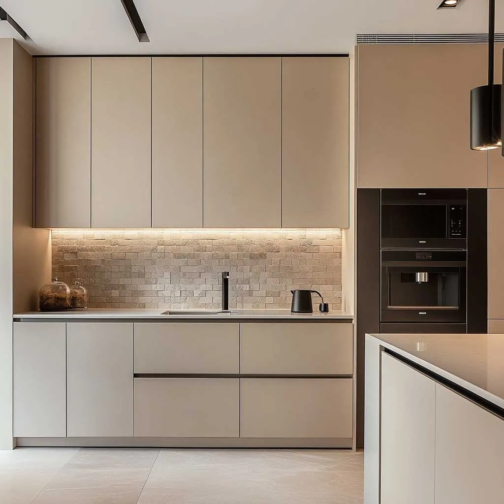 Luxury contemporary kitchen with island and pendant lighting